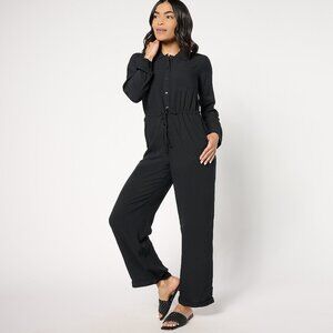 MUK LUKS Dream Weave Long-Sleeve Jumpsuit Black 3X NWT